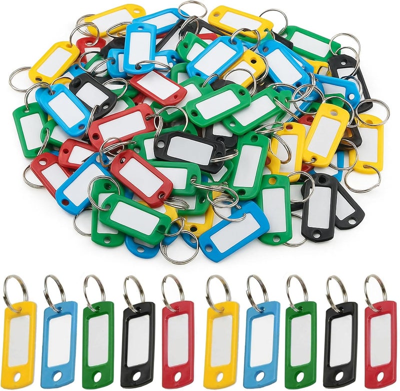 Duravel Key Tags with Split Ring, Plastic ID Label Holders, Multi-Purpose Organization, 100 Pack - Image 1